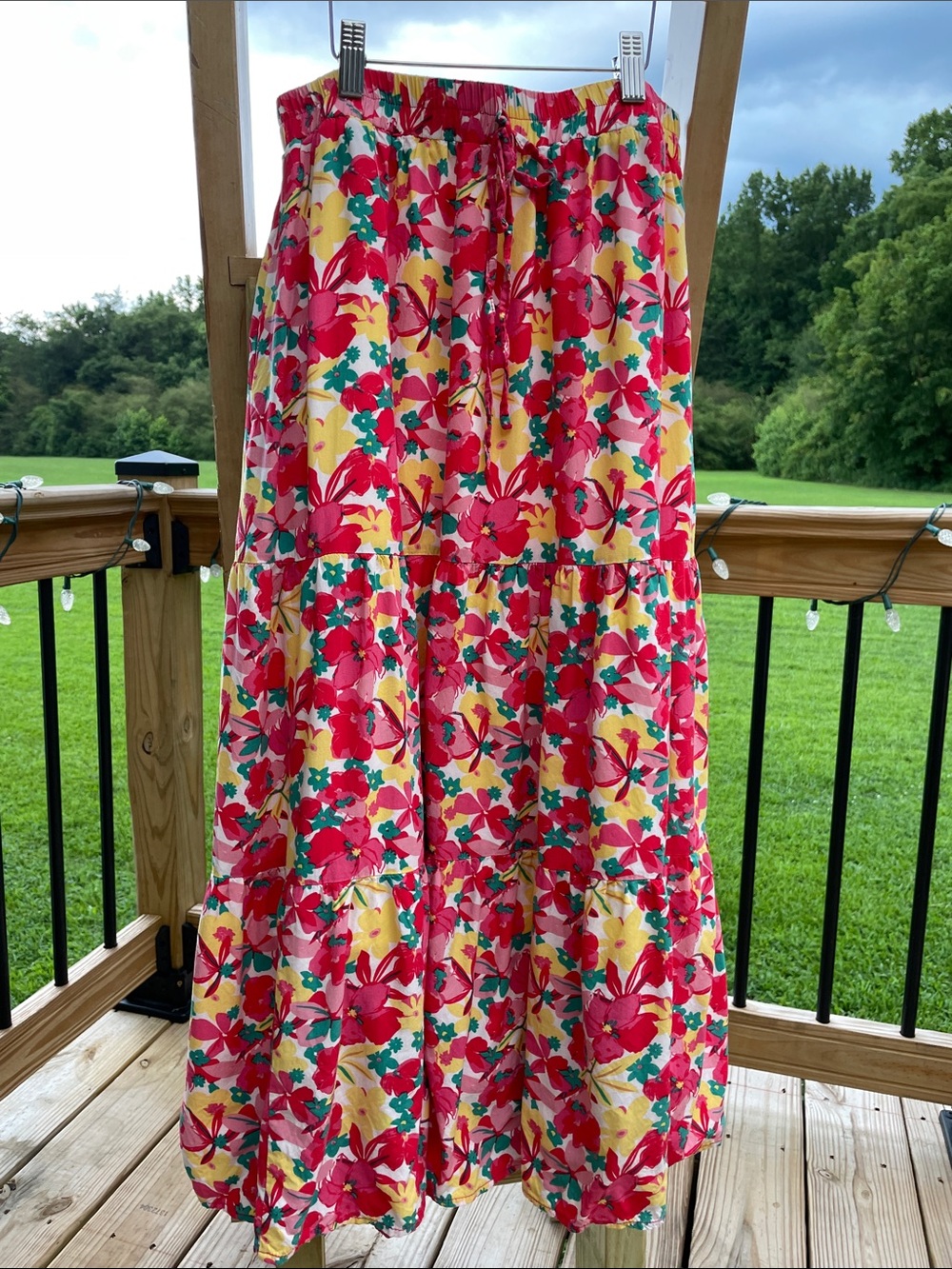 Floral Tiered Maxi Skirt in Multi-Color